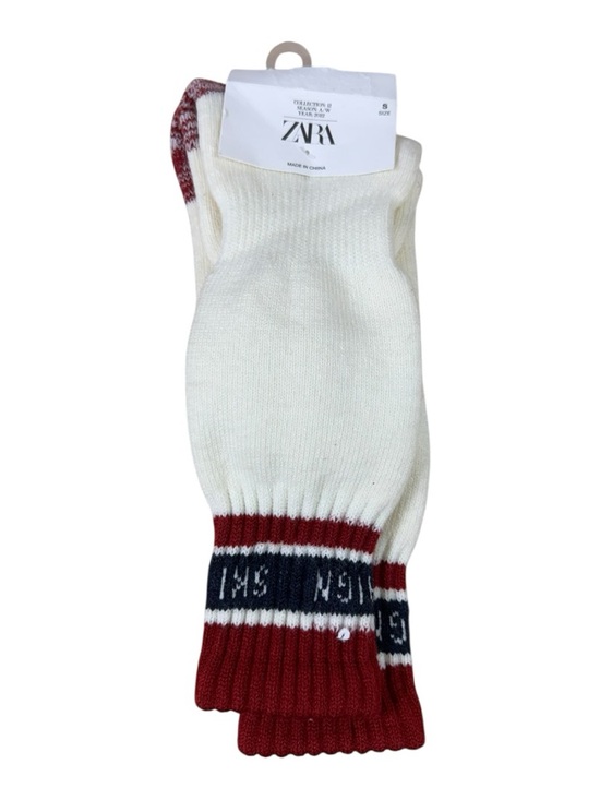 Zara Other - ZARA Kids Knit Crew Socks Red White Blue Graphic Size 6-8 NWT Cotton